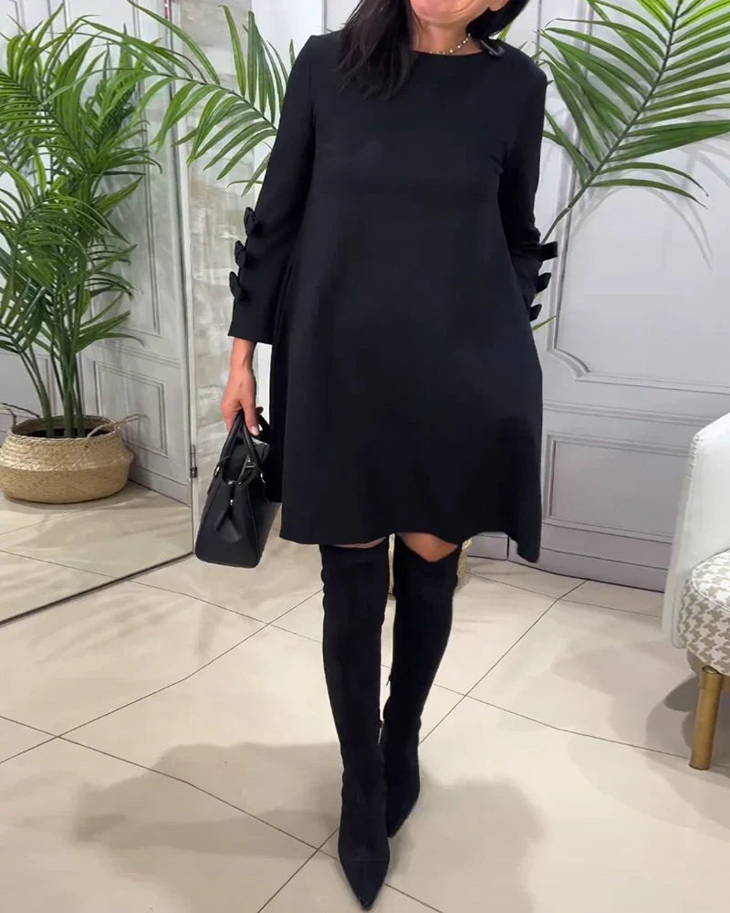 Vicky | Women's Elegant A Line Mini Dress with Bow Cuffs
