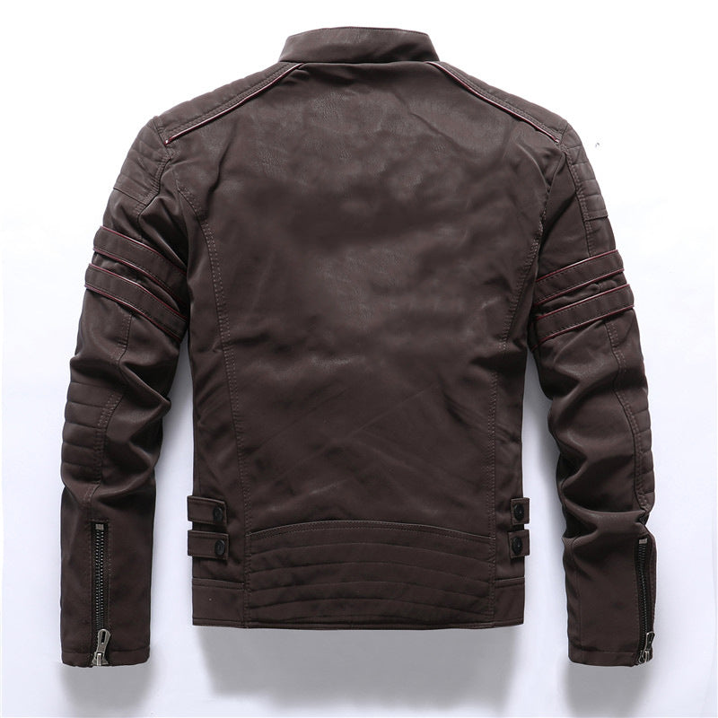 Hunter | Men's Rugged Slim-Fit Leather Biker Jacket