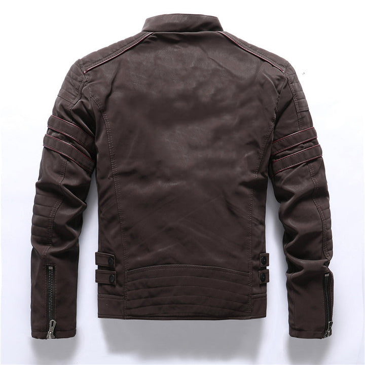 Hunter | Men's Rugged Slim-Fit Leather Biker Jacket