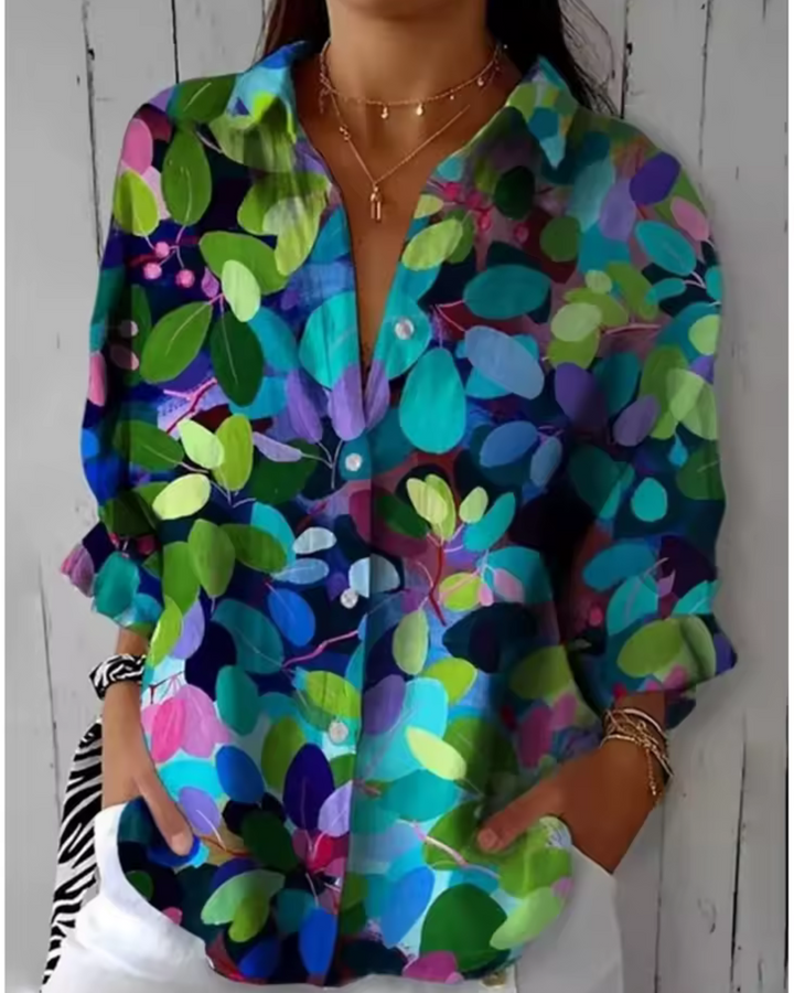 Ariana | Women's Abstract Geometric Print Button Front Blouse