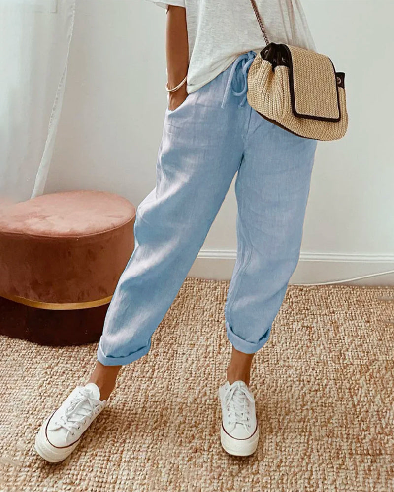 Bree | Women's Comfy Drawstring Linen Pants