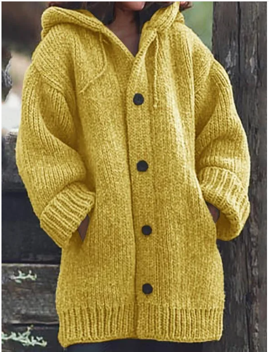 Chloe | Women's Hooded Button-Front Chunky Knit Cardigan
