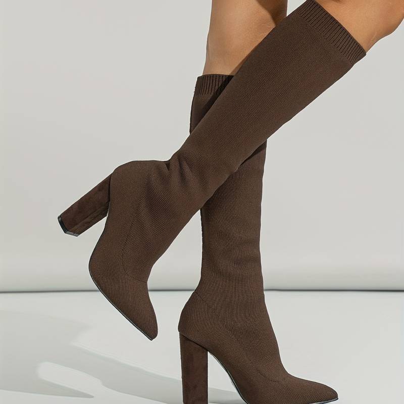 Nina | Women's Ribbed Knit Knee-High Sock Boots