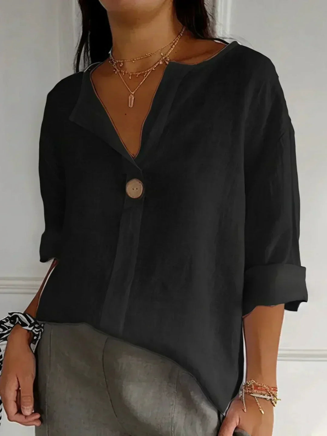 Adore | Women's Casual Button-Front Tunic Blouse