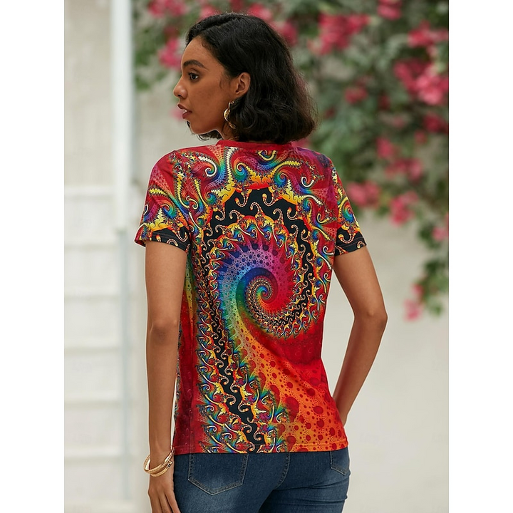 Winona | Women's Printed V Neck Summer Top with Short Sleeves