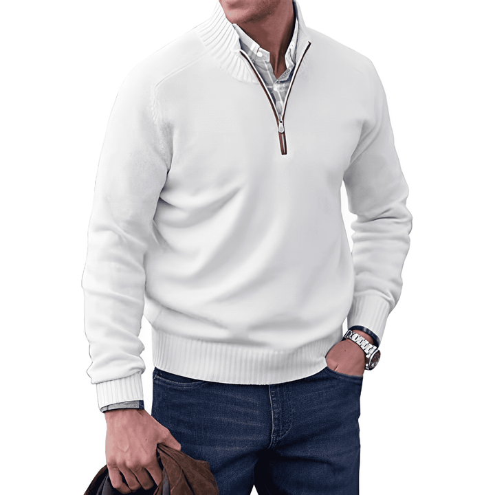 Ellis | Men's Warm Wool-Blend Quarter-Zip Pullover Sweater