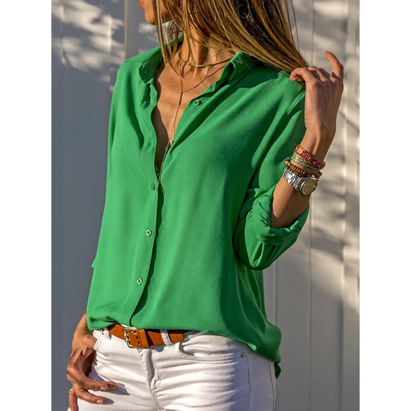 Aubrey | Women's Flowy Long-Sleeve Chiffon Blouse