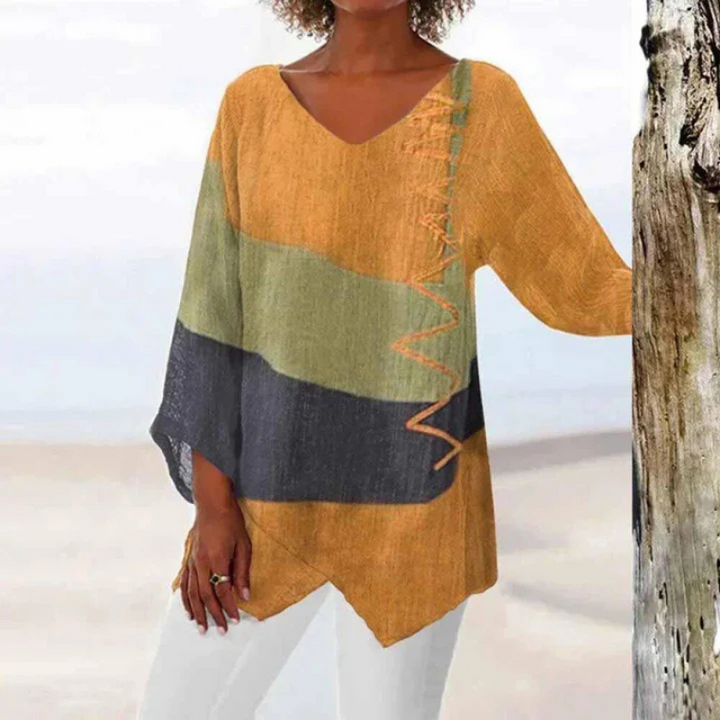Vanessa | Women's Relaxed Striped V-Neck Tunic Top