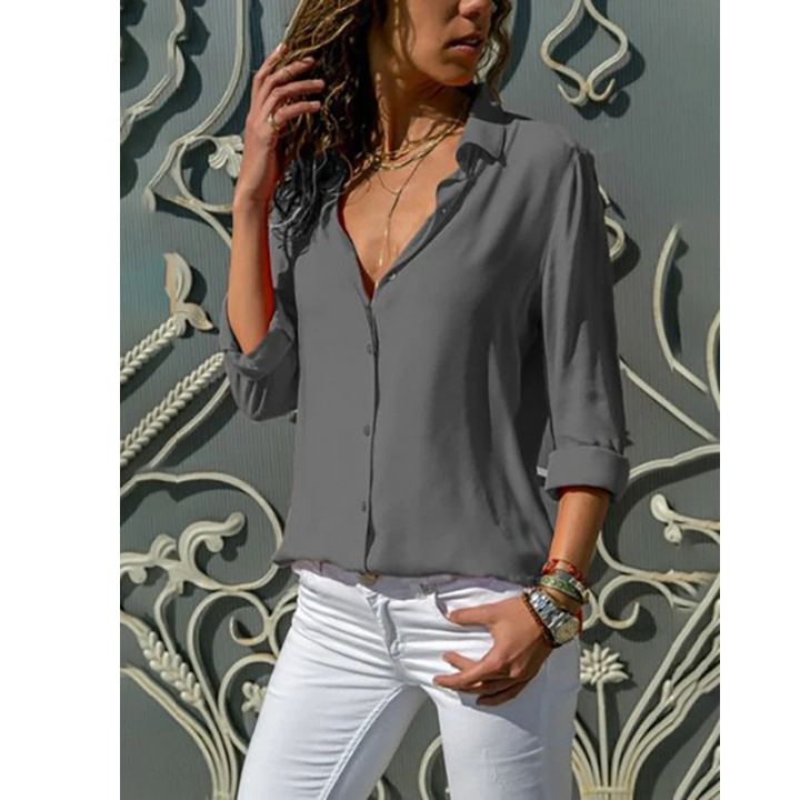 Aubrey | Women's Flowy Long-Sleeve Chiffon Blouse