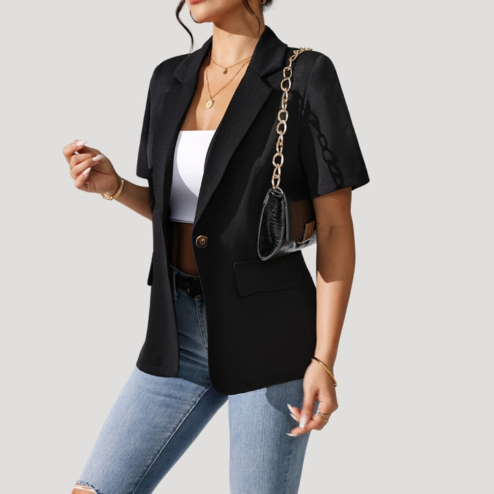 Tanya | Women's Tailored Fit Short Sleeve Black Blazer