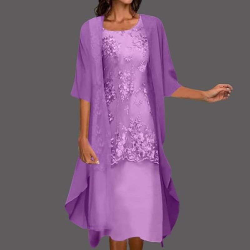 Seraphina | Women's Floral Lace Midi Dress & Sheer Cardigan Set