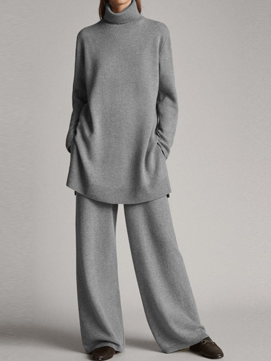 Margot | Women's Cozy Tunic Sweater & Wide Leg Pant Set