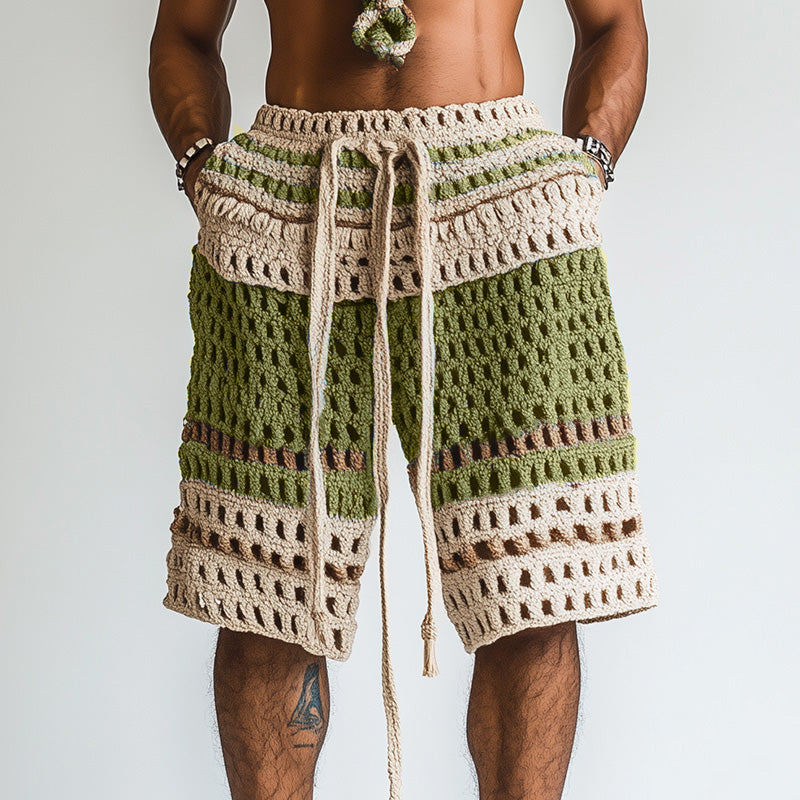 Cain | Men's Stylish Crochet Knit Beach Shorts