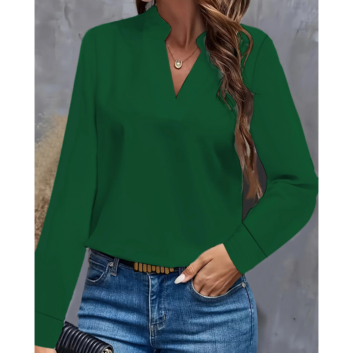 Tessa | Women's Sophisticated V-Neck Long Sleeve Tunic Blouse