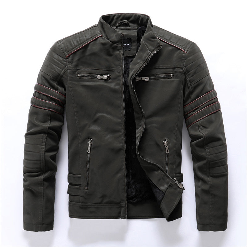 Hunter | Men's Rugged Slim-Fit Leather Biker Jacket
