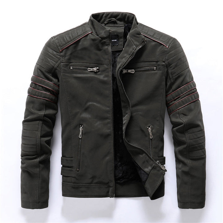 Hunter | Men's Rugged Slim-Fit Leather Biker Jacket