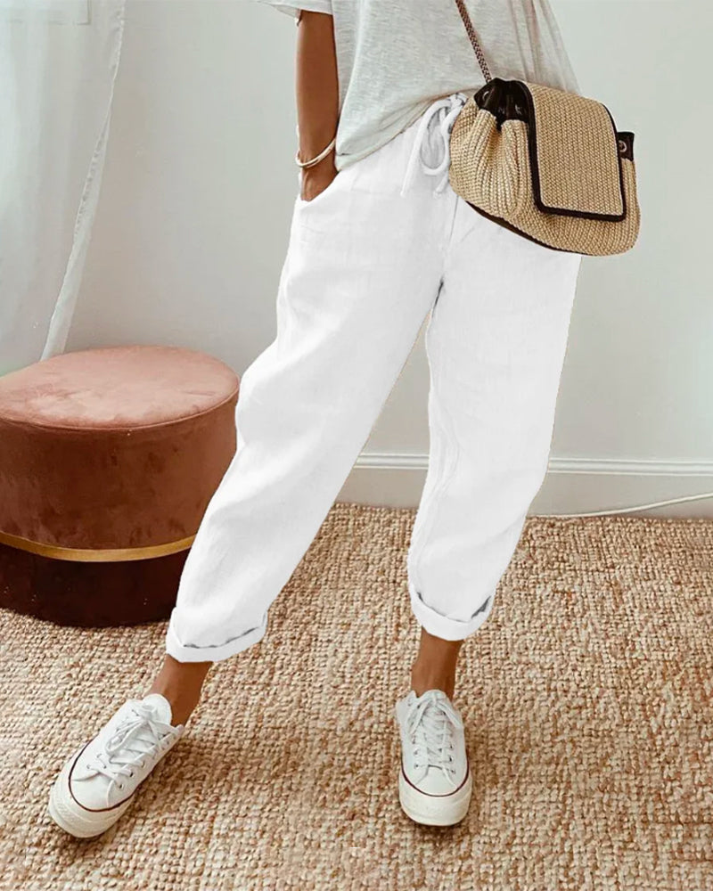 Bree | Women's Comfy Drawstring Linen Pants