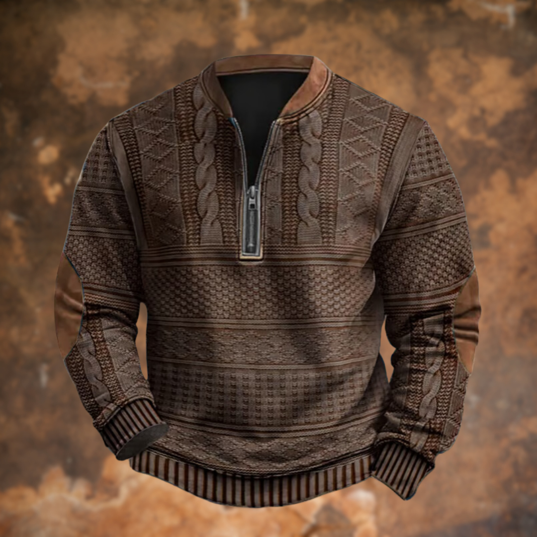 Gilbert | Men's Vintage Cable Knit Half-Zip Sweater
