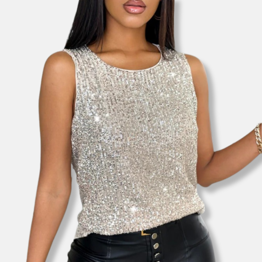 Crystal | Women's Sparkling Sequin Sleeveless Top