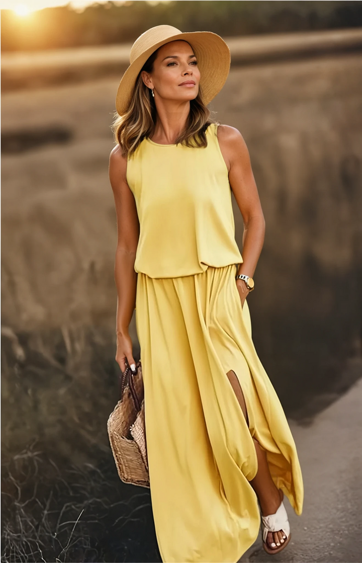 Florence | Women's Elegant Round Neck Sleeveless Summer Dress