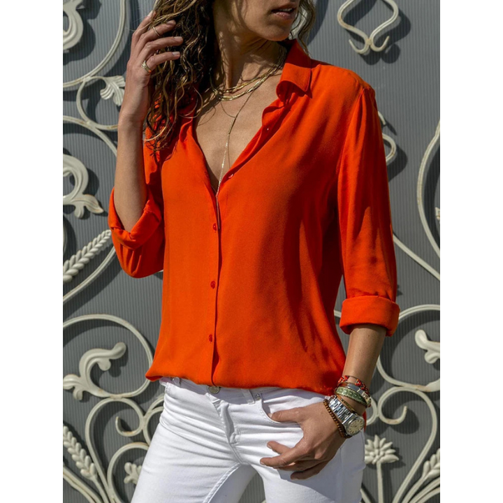 Aubrey | Women's Flowy Long-Sleeve Chiffon Blouse