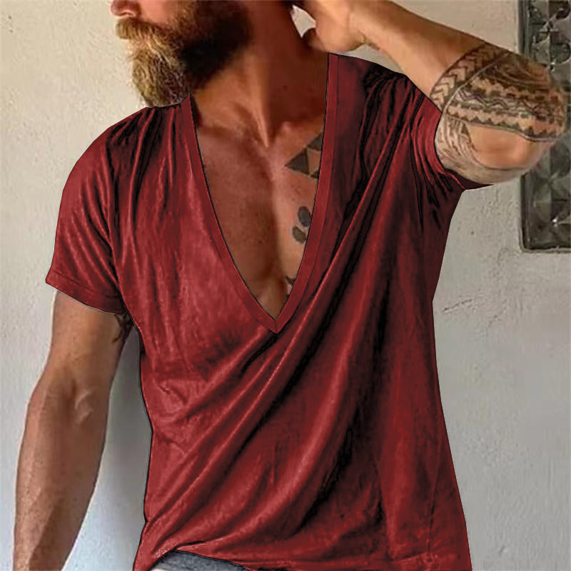 Gary | Men's Casual Deep V-Neck T-Shirt