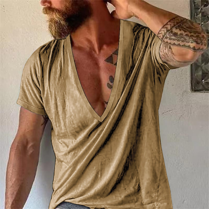 Gary | Men's Casual Deep V-Neck T-Shirt