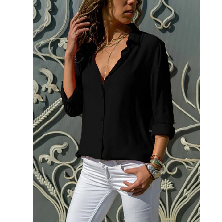 Aubrey | Women's Flowy Long-Sleeve Chiffon Blouse