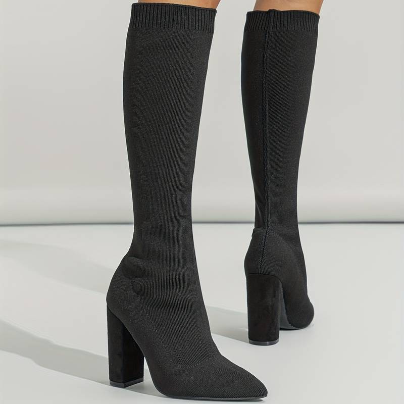 Nina | Women's Ribbed Knit Knee-High Sock Boots