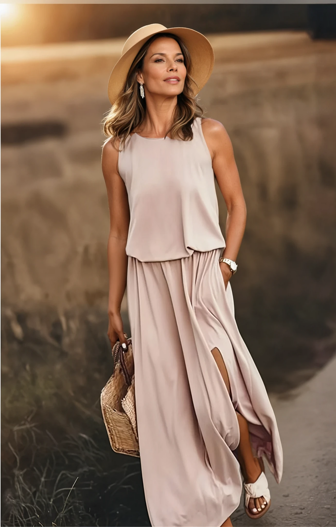 Florence | Women's Elegant Round Neck Sleeveless Summer Dress