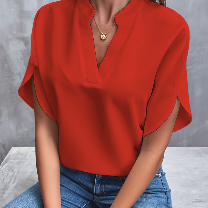 Penelope | Women's Modern Split-Sleeve V-neck Blouse