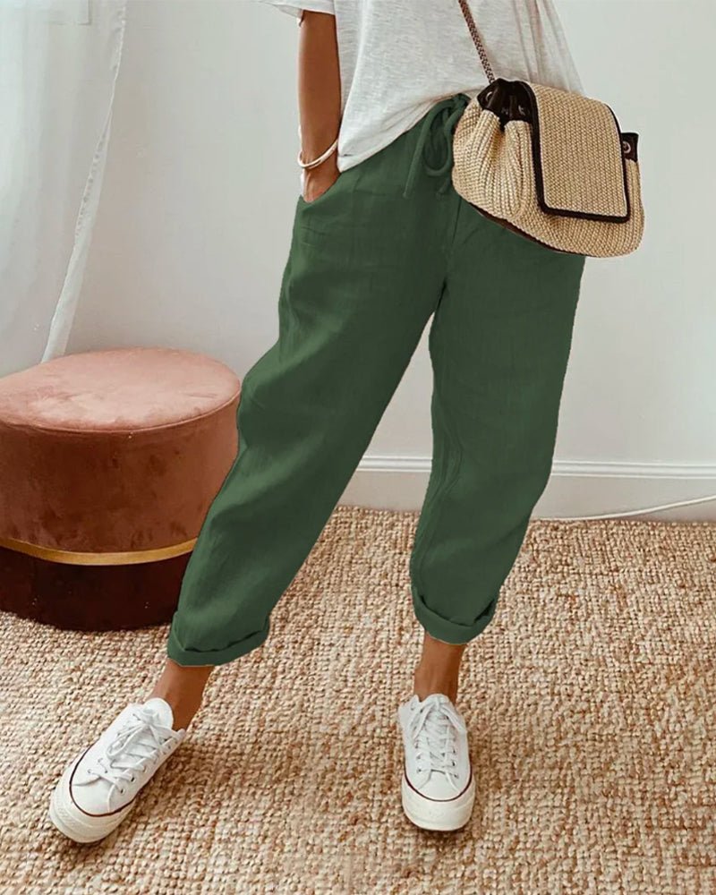 Bree | Women's Comfy Drawstring Linen Pants