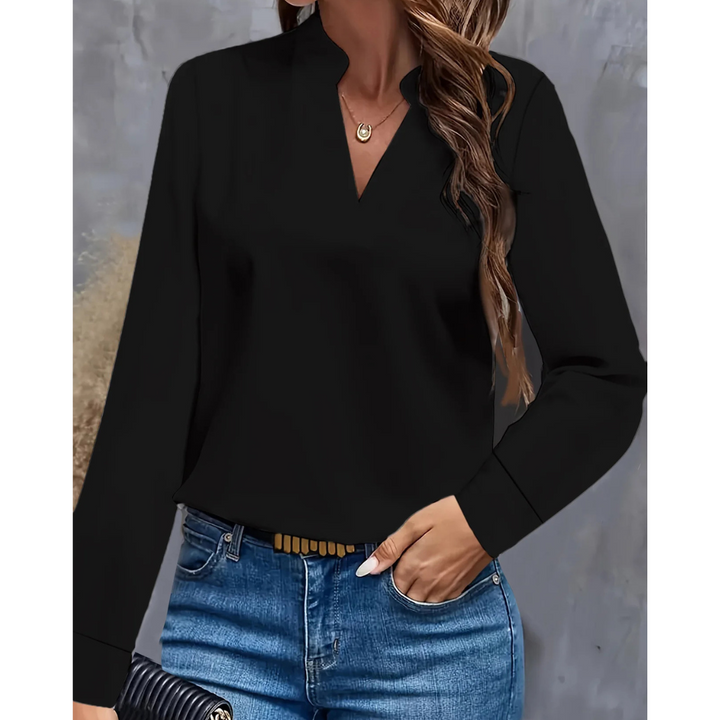 Tessa | Women's Sophisticated V-Neck Long Sleeve Tunic Blouse