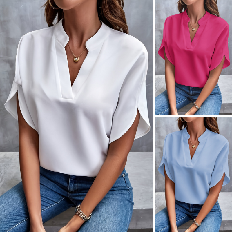 Penelope | Women's Modern Split-Sleeve V-neck Blouse