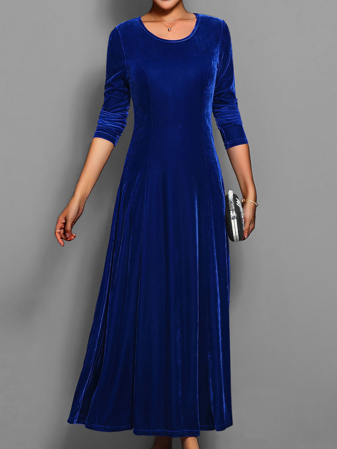 Valerie | Women's Elegant Long Sleeve Velvet Maxi Dress