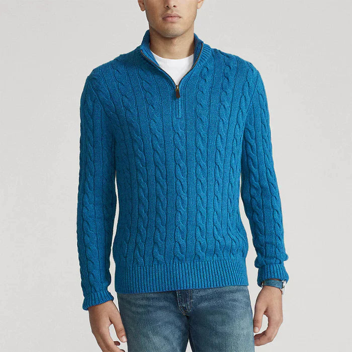 Emmett  | Men's Textured Cable Knit Half-Zip Sweater