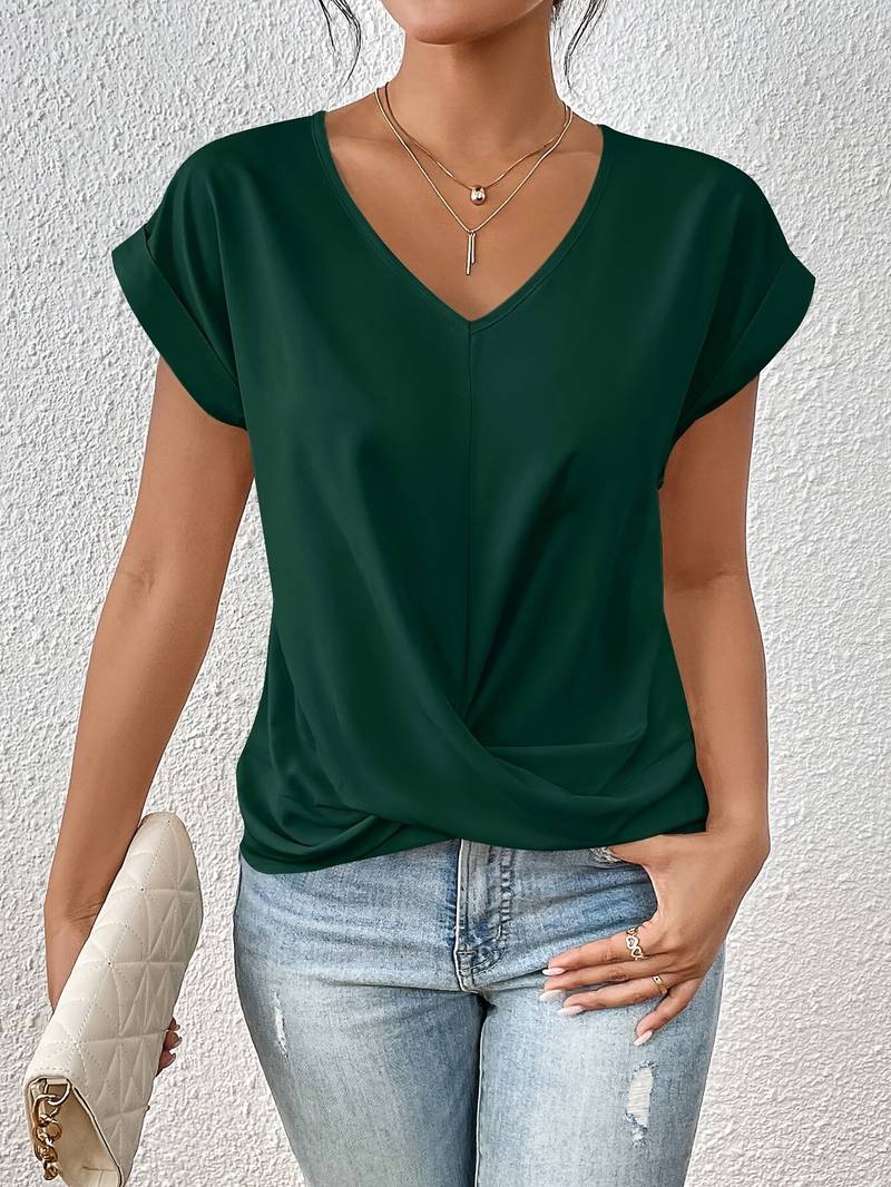 Eleanor | Women's Casual Twist Knot V-Neck Blouse