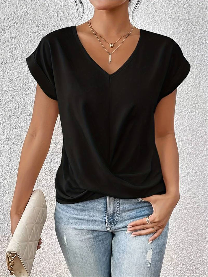 Eleanor | Women's Casual Twist Knot V-Neck Blouse