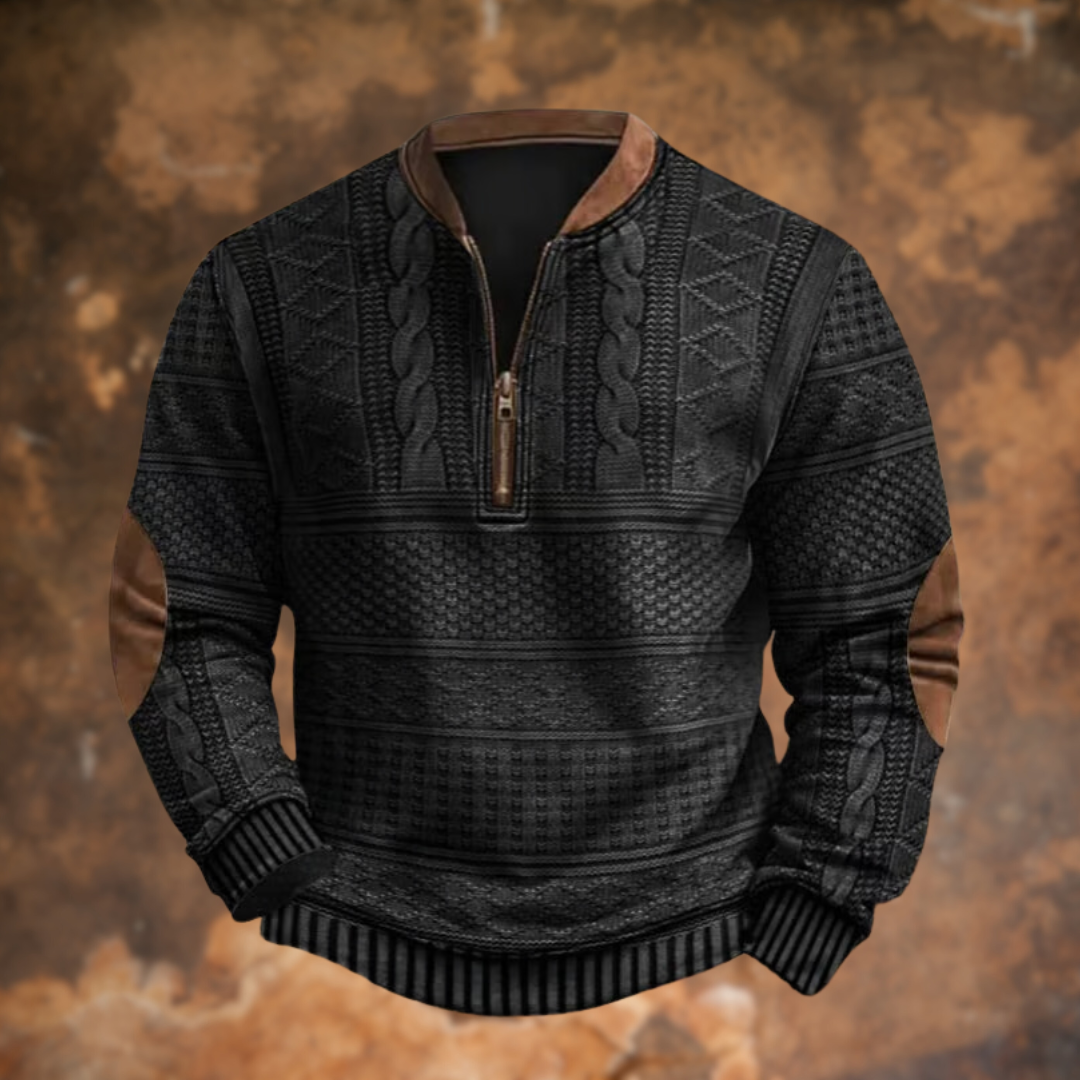 Gilbert | Men's Vintage Cable Knit Half-Zip Sweater