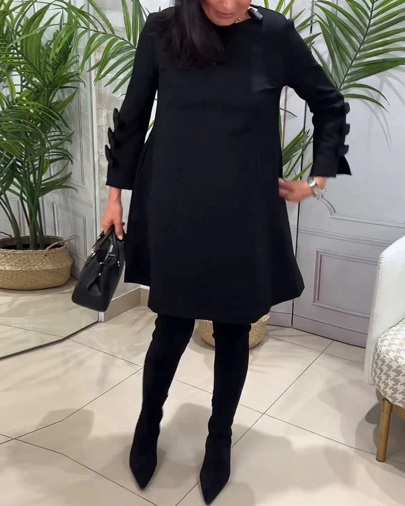 Vicky | Women's Elegant A Line Mini Dress with Bow Cuffs