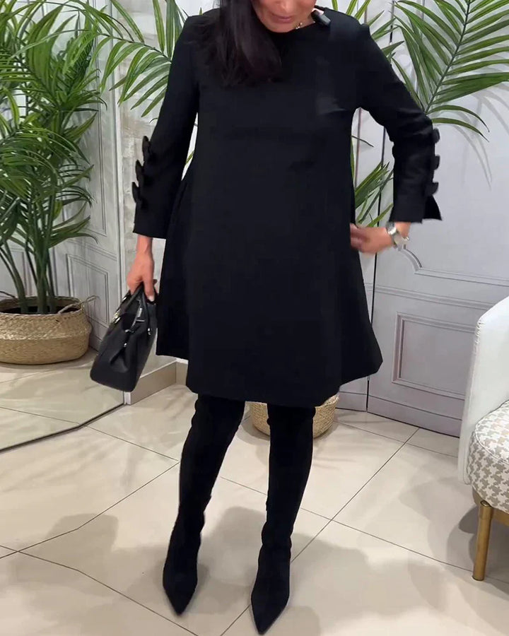 Vicky | Women's Elegant A Line Mini Dress with Bow Cuffs