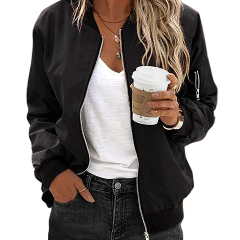 Emily | Women's Wind-Resistant Zip-Up Bomber Jacket