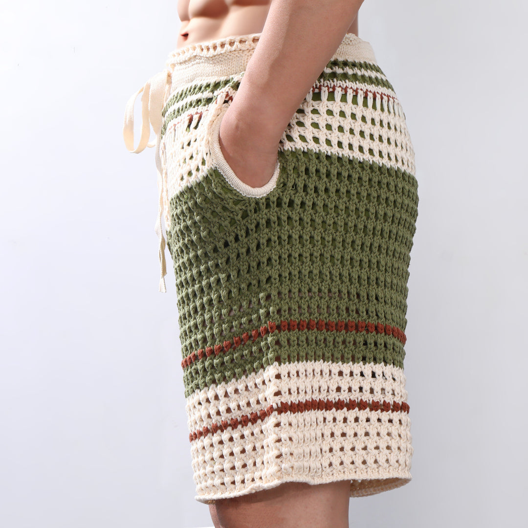 Cain | Men's Stylish Crochet Knit Beach Shorts