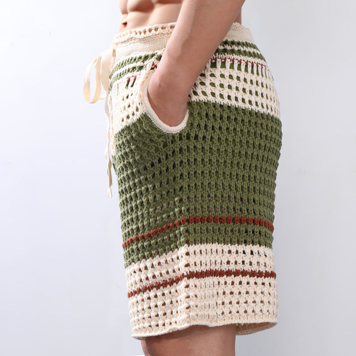 Cain | Men's Stylish Crochet Knit Beach Shorts