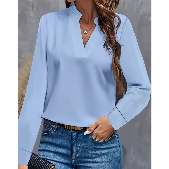 Tessa | Women's Sophisticated V-Neck Long Sleeve Tunic Blouse