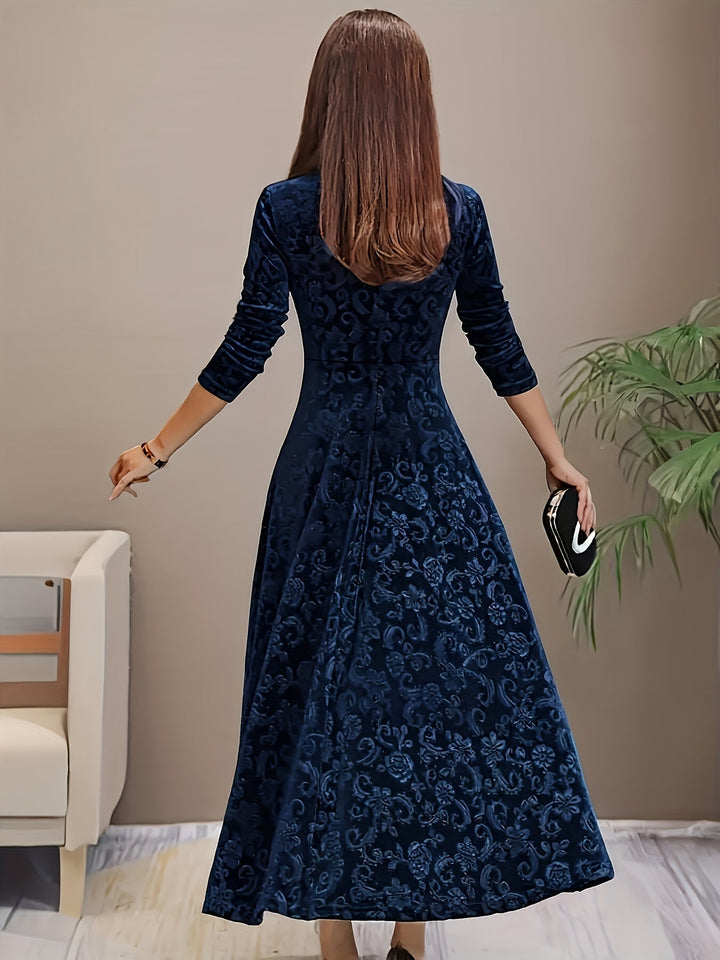 Adelaide | Women's Embroidered Velvet Maxi Dress