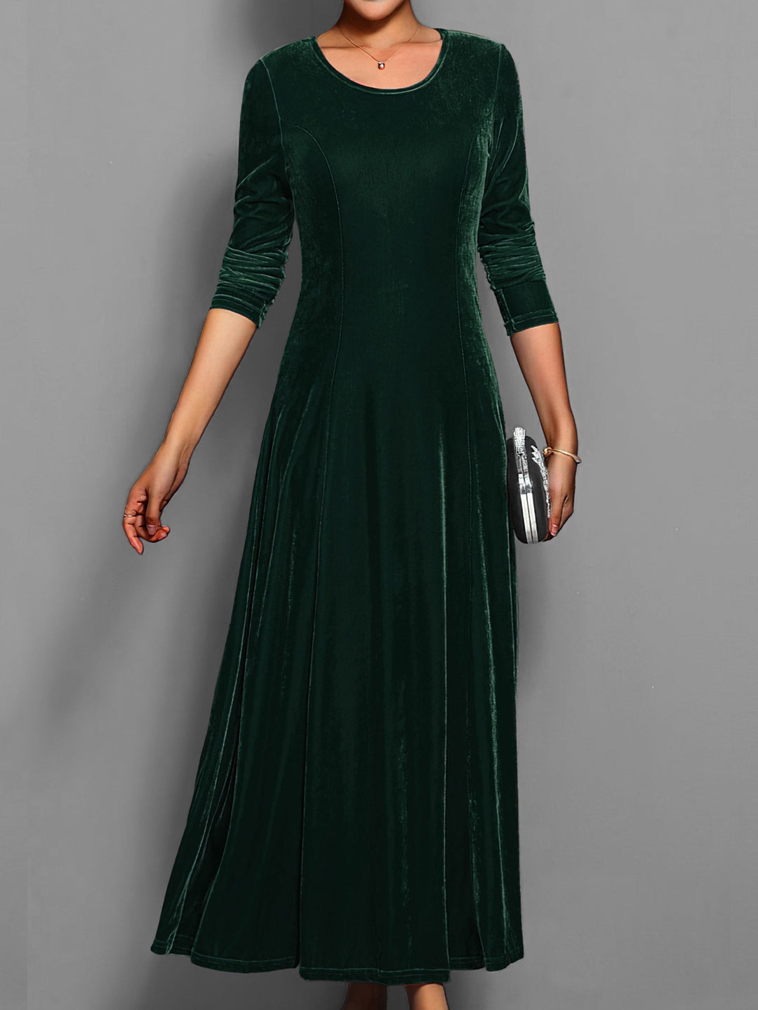 Valerie | Women's Elegant Long Sleeve Velvet Maxi Dress