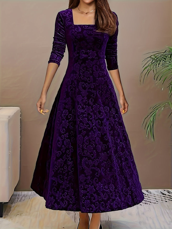 Adelaide | Women's Embroidered Velvet Maxi Dress