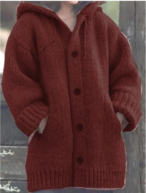 Chloe | Women's Hooded Button-Front Chunky Knit Cardigan