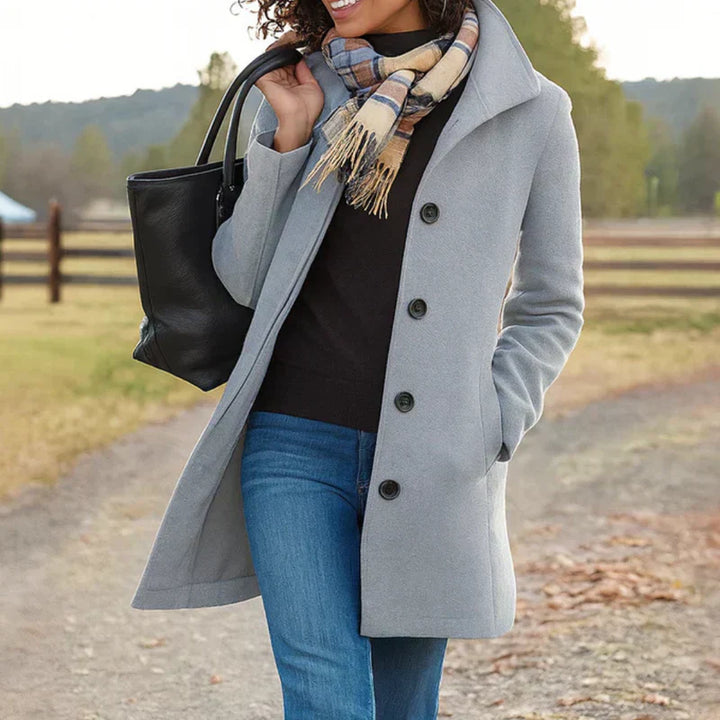 Margaret | Women's Wool Blend Classic Pea Coat with Notched Lapel